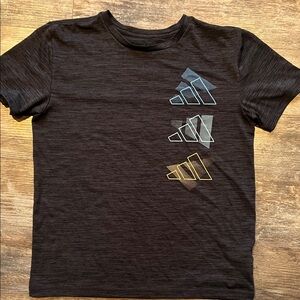 Adidas Charcoal Tee with Tri-Color Graphic